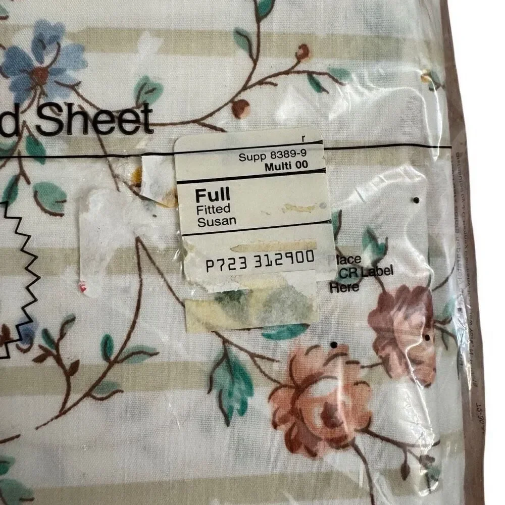 JCPenney Vintage Susan Striped Floral Full Size Fitted & Flat Sheet Set NEW